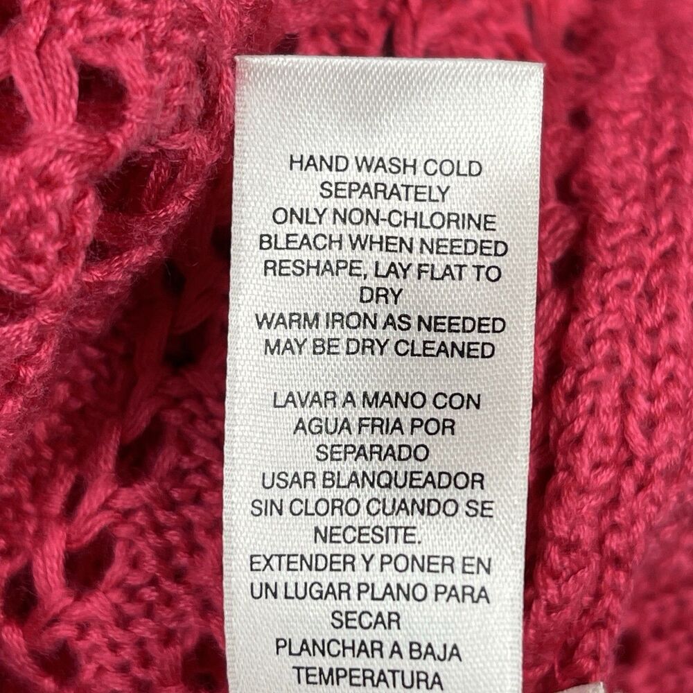Chicos Sweater Sz 2 Womens Size Large Open Weave 3/4 Sleeve Top Beach Cover Pink - Picture 8 of 9